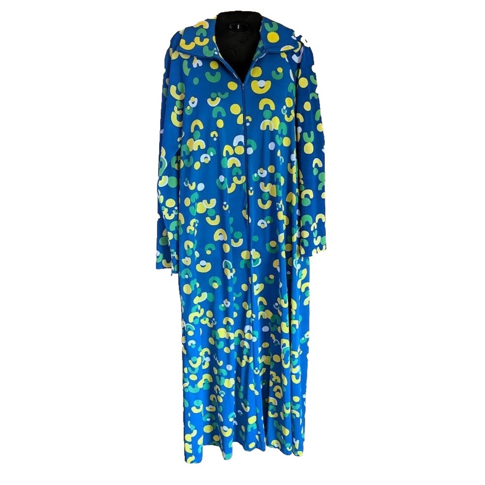 Vintage 60's Butterfield 8 Size L Mod Flowy Maxi Kaftan Mumu Hostess House Dress